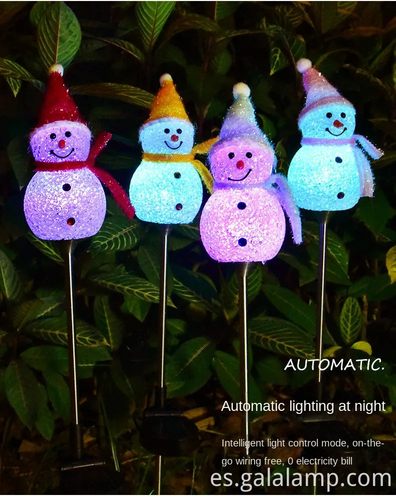 Iluminando lámparas de piso solar festivo de muñeco de nieve para decoración al aire libre